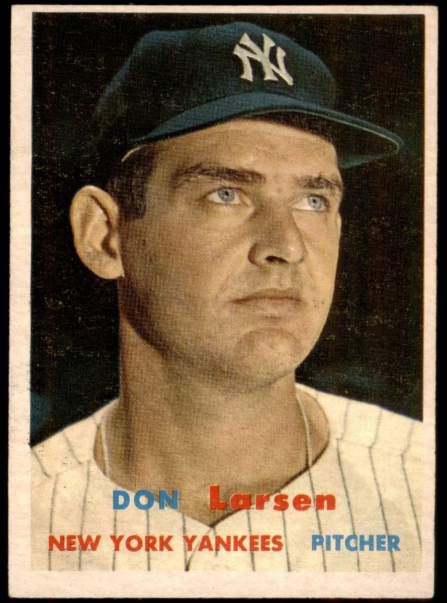 CardboardHistry's tweet photo. #OTD 1956, Don Larsen was perfect for the #Yankees in their Gm 5 #WorldSeries win. #TheBarber was perfect himself until #TheMick hit a 4th inning HR. Sal yielded just 5 hits & 2 ERs over 8 IP, but it wasn’t enough for the #Dodgers. https://t.co/CsYHY7SEcX