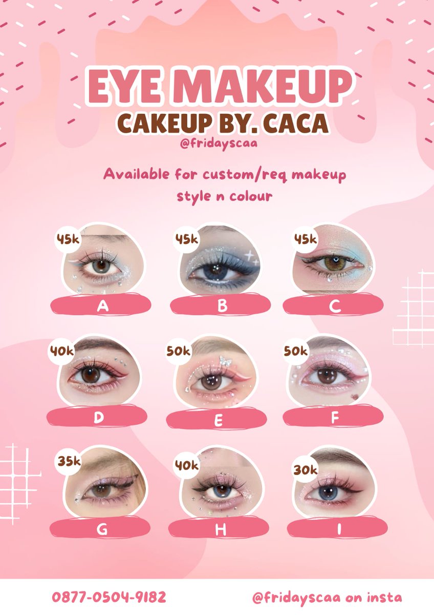 EYE MAKEUP START 30K??!!!! jelas ada dong sayangku, bawa temen juga diskon 10—15% heyyy!!!!!! tida lupa kalo kamu bisa request looknya juga ni. yuk langsung book ke dm or wa 087705049182 💞 

#SectorK #EyeMakeup #ENHYPEN #ILLIT #SUHO #SectorK2025 #LivinFest #JasaMakeup
