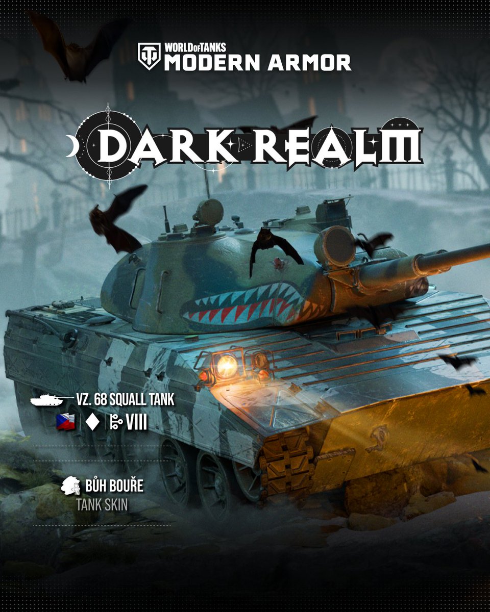 WoTModernArmor's tweet image. 🌪️ Strike from the shadows! Scout, flank, and shred with dual 50mm autocannons in the Vz. 68 Squall. 

Grab it in the Dark Realm Ultimate Season Pass with the exclusive “Bůh Bouře” skin! 💥

#WoTMA #WoTConsole #DarkRealm