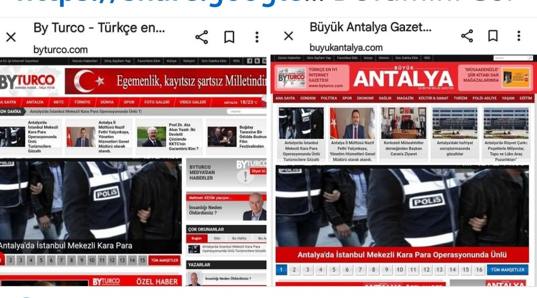Bu Operasyon Daha Çok Konuşulur .
Antalya da İstanbul Mekezli Kara Para Operasyonunda Ünlü Turizmcilere Gözaltı #Antalya #Byturcomedya 
    byturco.com  share.google/h7JL3qn6zLoID1…