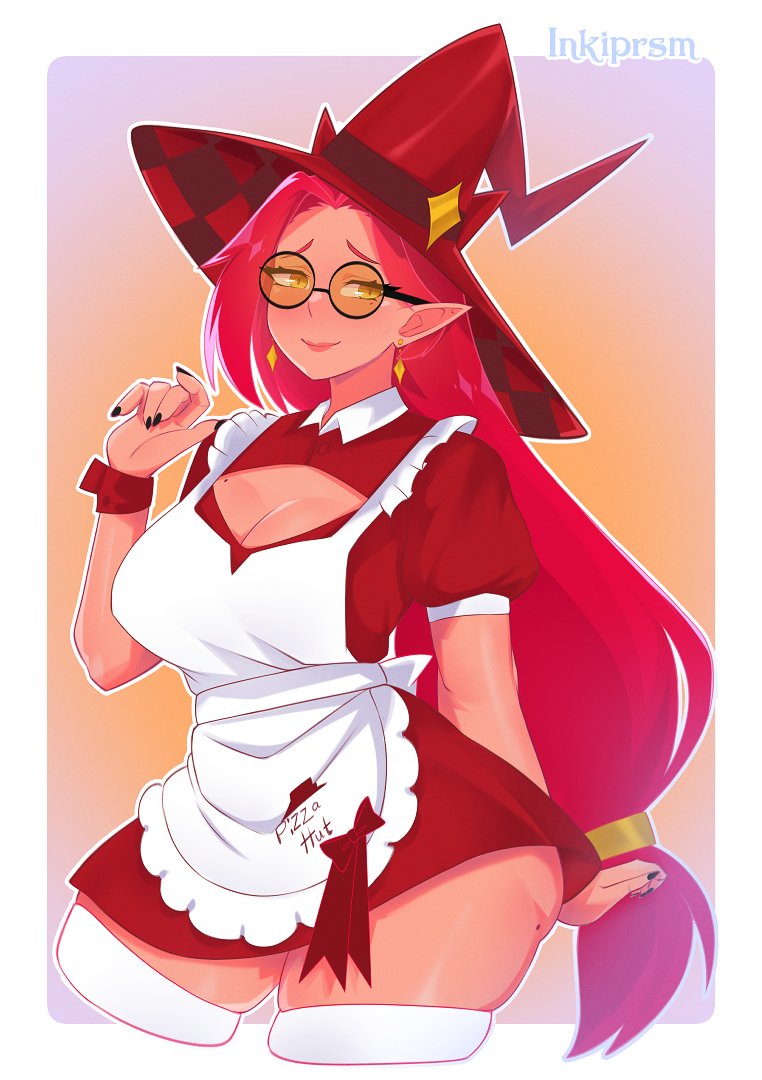 tiaInki's tweet photo. It's SPOOKY MONTH! 
Lately I'd been feeling VERY STUCK in my art so I took a day to do some personal study, explore and draw my OC Iki in the Pizza Hut Witch/Maid outfit. 

You can get HQ and downloadable wallpaper/phone versions in the link in bio. :>
#inkiart https://t.co/BPmlYqraUW