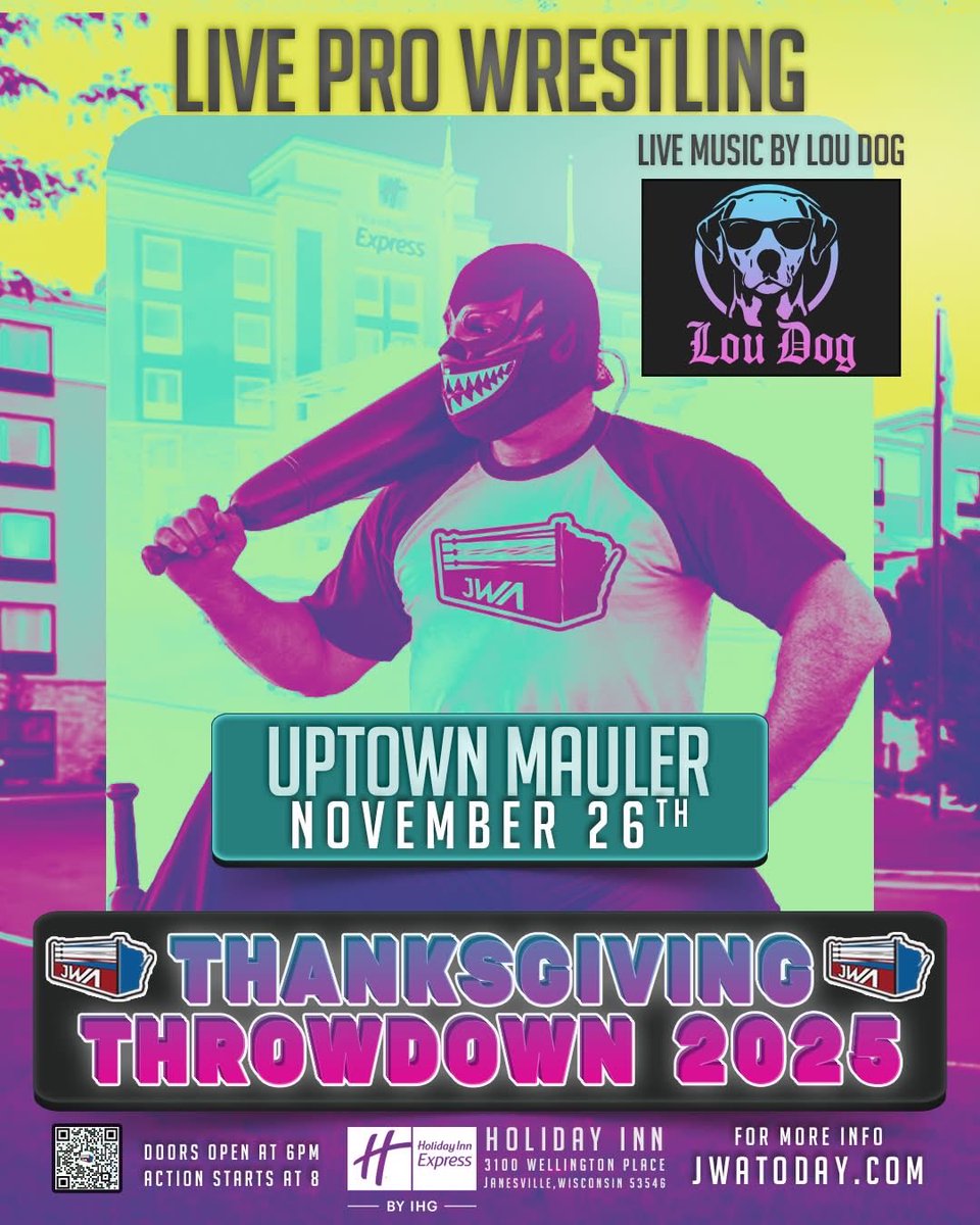 jwatoday's tweet photo. With our event being moved across town to the Holiday Inn Express, this year's Thanksgiving Throwdown is practically in Uptown Mauler's backyard. Is this the crucial factor that tips the scales for him? https://t.co/loxHiWMUb2