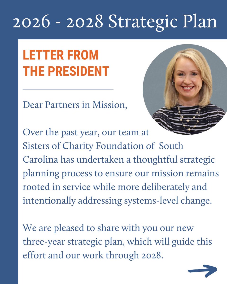 SCFSC's tweet image. As our President, Donna Waites, has shared in her recent letter, our 2026-2028 Strategic Plan is about digging deeper, partnering better, and building long-term solutions rooted in our values. We&apos;re continuing to evolve as we seek to meet our mission to reduce poverty across SC.