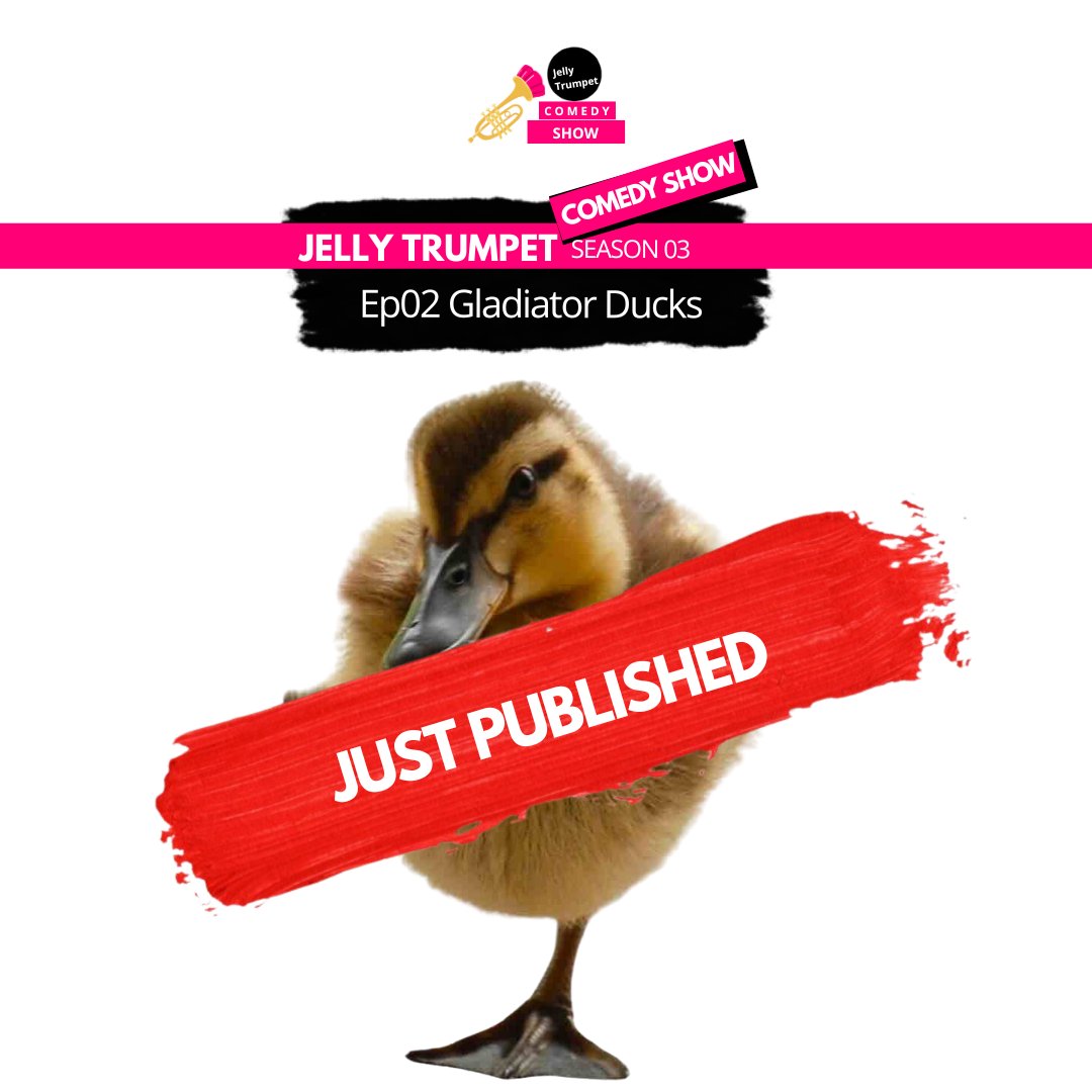 JellyTrumpet's tweet image. Gladiator Ducks Just Published!

In episode 02 things take a turn for the worse when Jelly Trumpet goes back in time and lands in Roman St Albans in AD 265.

Will the emotional support ducks come in useful?

Available on most podcast platforms.

#ComedyPodcast #ScriptedComedy