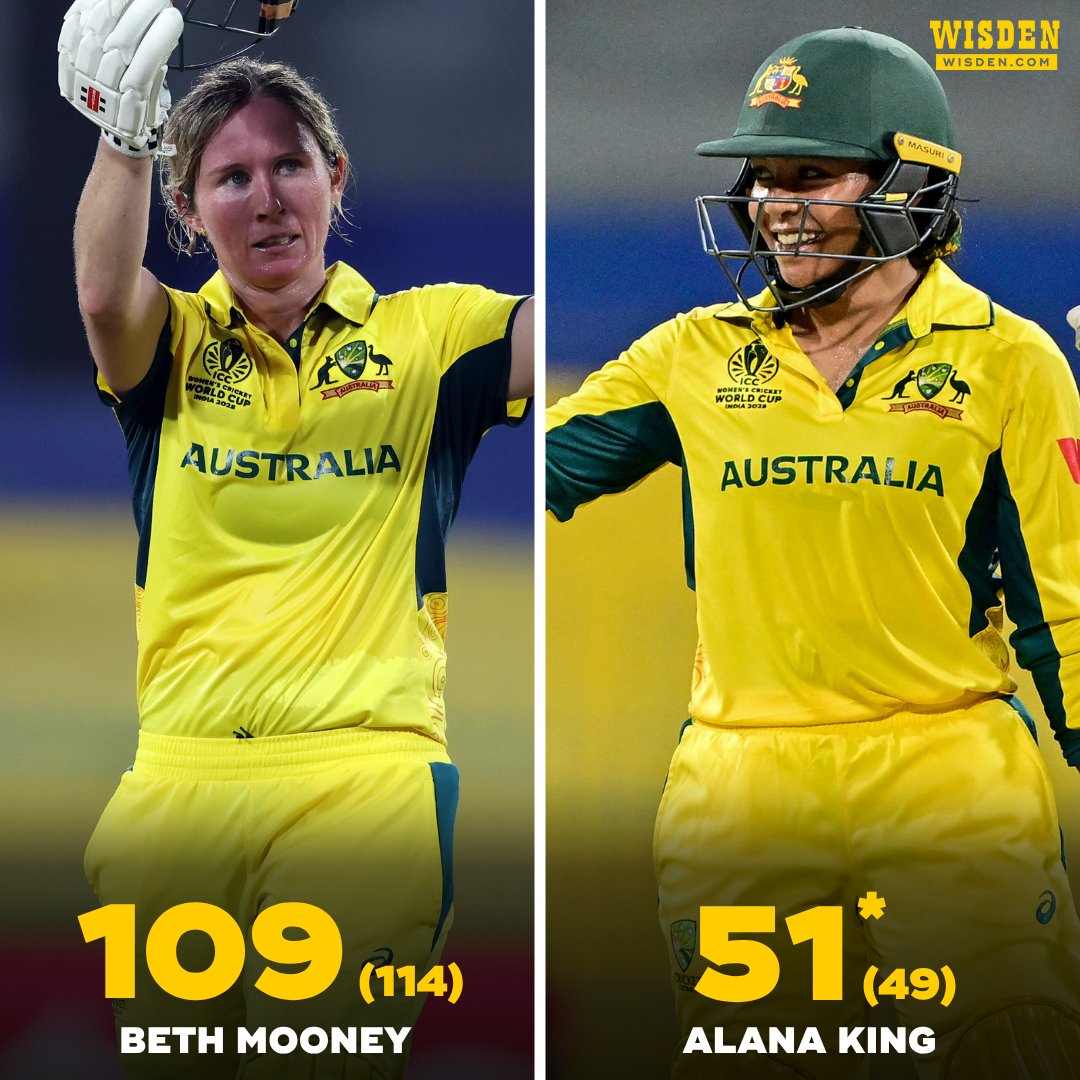 77-7 ⏩ 221-9

Beth Mooney and Alana King rescue Australia with a superb 106-run ninth-wicket partnership 🇦🇺

#AUSvPAK #WorldCup2025