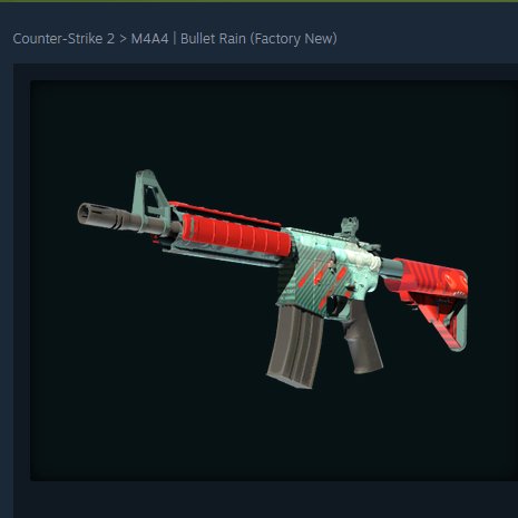 QuickFlow_CS's tweet image. 🤔The CS2 Market being dumb (2/4)
🧐M4A4 | Bullet Rain
📈 Up 106.31% in just 30 Days