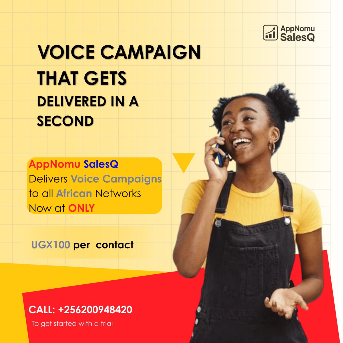 appnomuSalesQ's tweet photo. New at AppNomu SalesQ: 

Voice Call Campaigns to all African networks UGX100/min/contact via Web Portal &amp; API 
🔊 Audio ads, text-to-speech, voiceovers 
📡 Instant delivery, real engagement

Your voice. Heard in seconds. #Discover2Inspire #VoiceCampaigns 
https://t.co/6NT1fgtBg3 https://t.co/z4GkB792mn