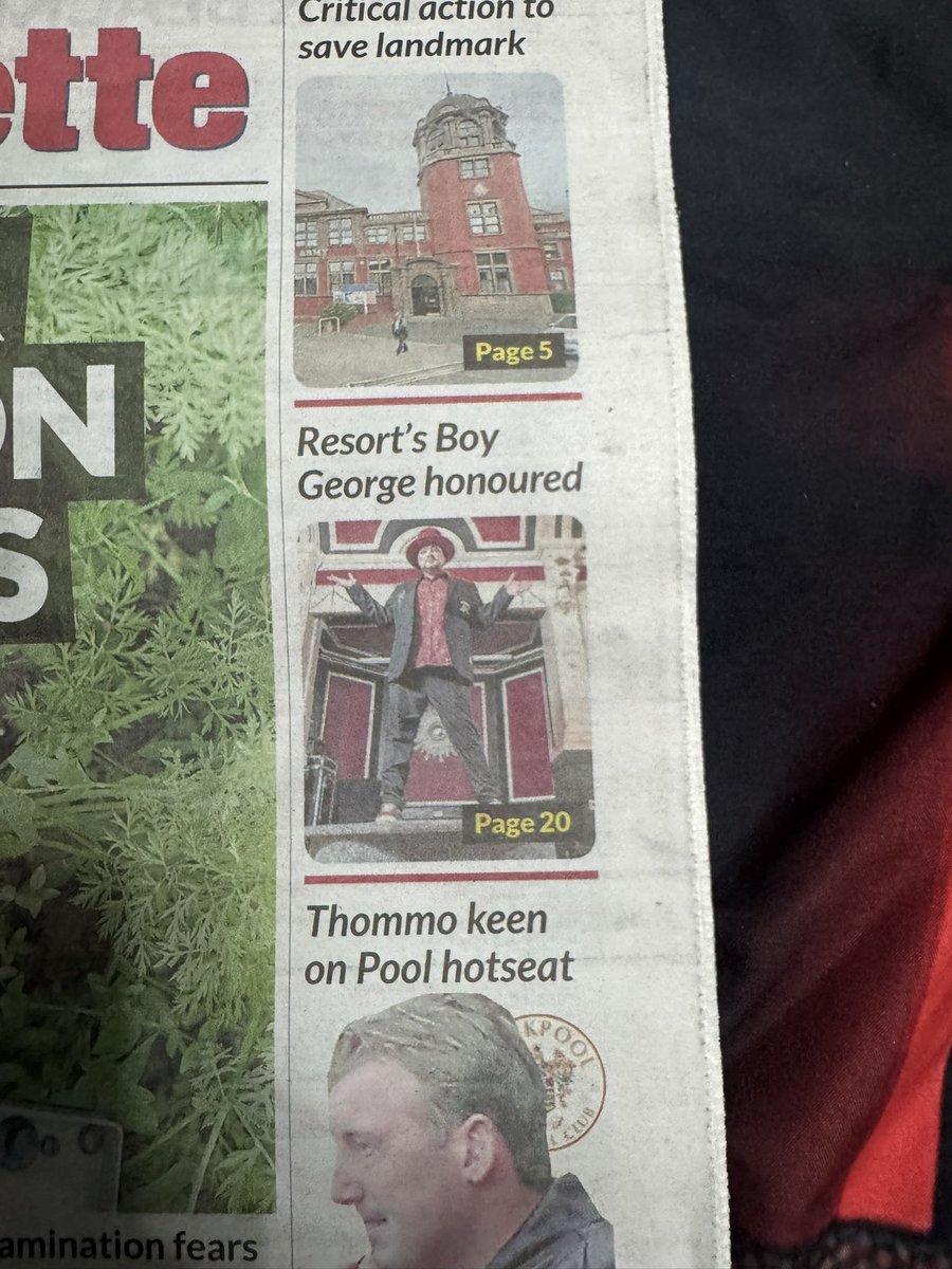 Front page and Centre Fold honestly dreams really do come true. Thank you to the Audiences, Thank you to <a href="/BoyGeorge/">Boy George</a> and <a href="/RealCultureClub/">Boy George & Culture Club</a> and thank you to everyone who have booked me, supported me and most of all allowed me to live my dream out. 

Blackpool I luv u <a href="/The_Gazette/">Blackpool Gazette</a> xx