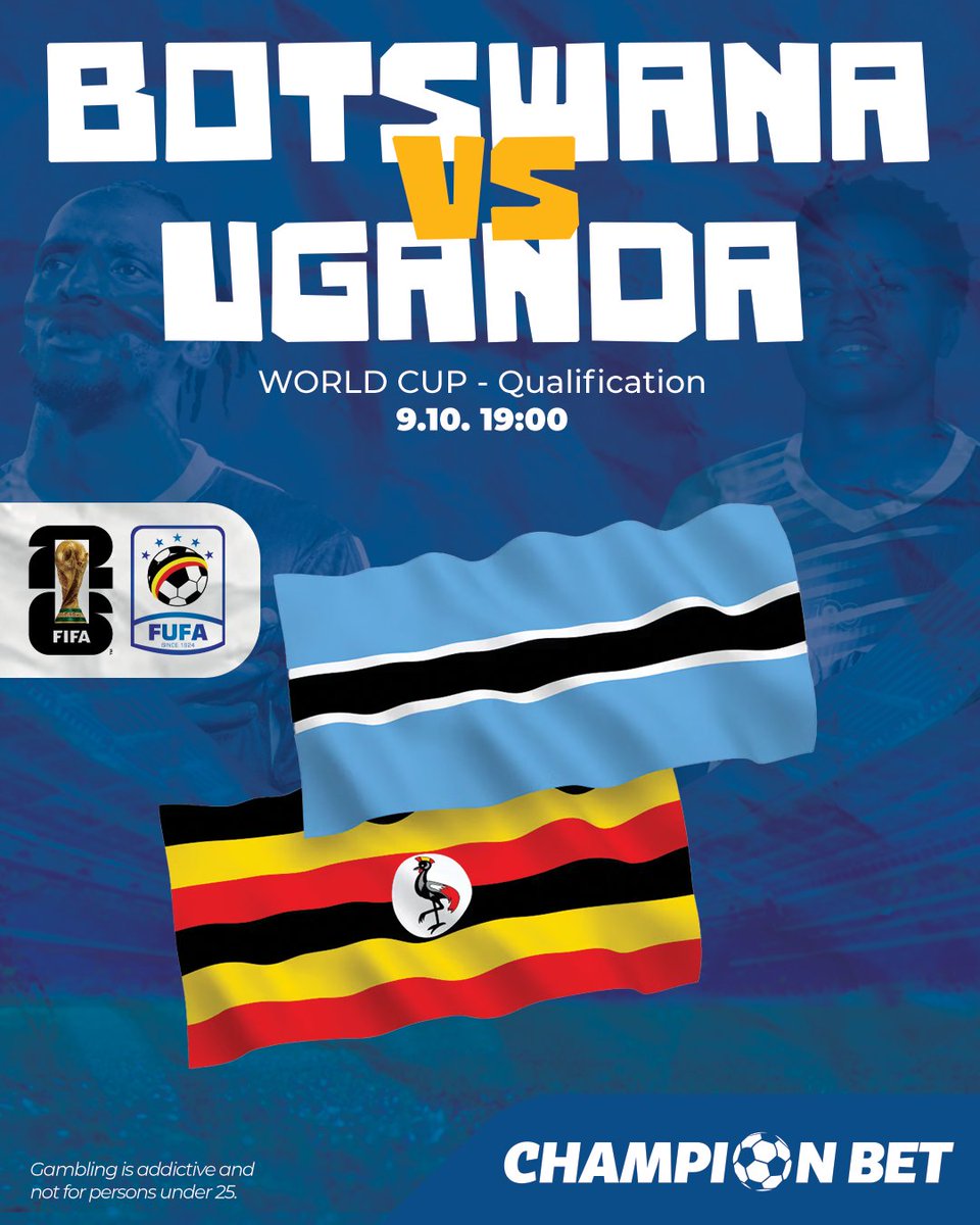 ⚔🇺🇬 Botswana vs Uganda – World Cup Qualifiers 

The road to the World Cup continues! 🌍

Uganda are still fighting for second place in Group G, while Botswana want to finish strong.

👉 Watch, bet, and feel the action at rebrand.ly/bw-vs-ug