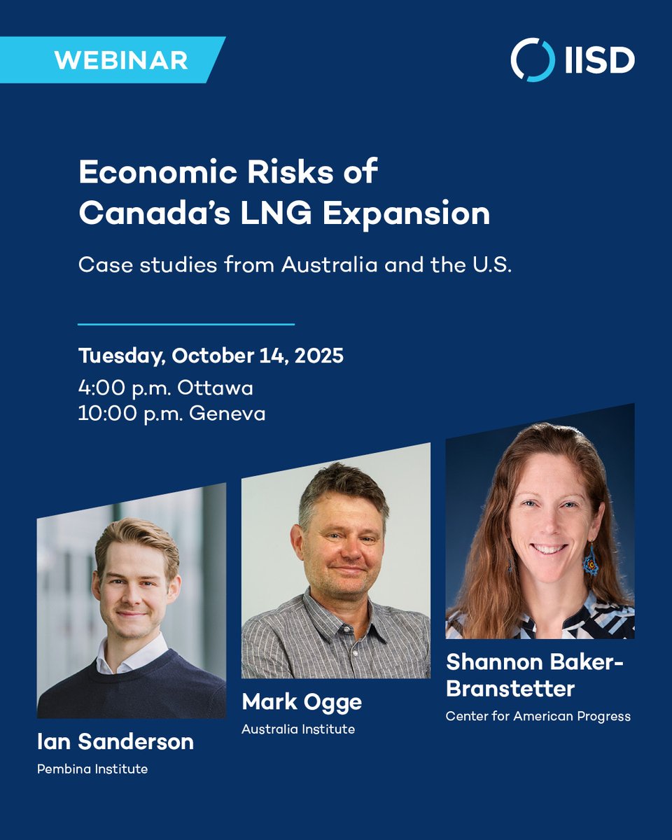 IISD_news's tweet image. What does #LNG expansion mean for Canadian households &amp;amp; businesses?

Join experts from @CAPenergypolicy, @TheAusInstitute, &amp;amp; @Pembina as they share insights from the U.S. &amp;amp; Australia + how these cases can inform Canadian policy.

Register now: iisd.org/events/economi…