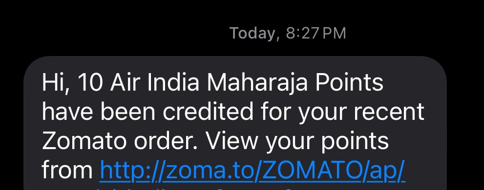 taditdash's tweet photo. Order delivered at 8:26 PM, and the Maharaja points credited message came at 8:27 PM, just a minute later! 

So quick… 😲

However, my total Maharaja points are still the same. 🤔

Does it take some time to reflect? Any experiences, #ccgeeks?

#avgeeks #ccgeek #zomato #AirIndia