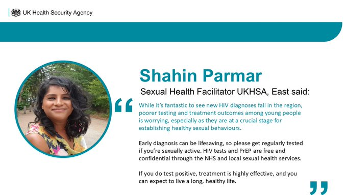 Our latest data reveals that UK HIV diagnoses fell by 4%. #EastofEngland mirrors the decline, with a drop from 272 in 2023 to 245 in 2024.  

Sadly HIV testing has decreased among people aged 15-24 while continuing to increase across all other ages.    

⏩shorturl.at/LhcGb