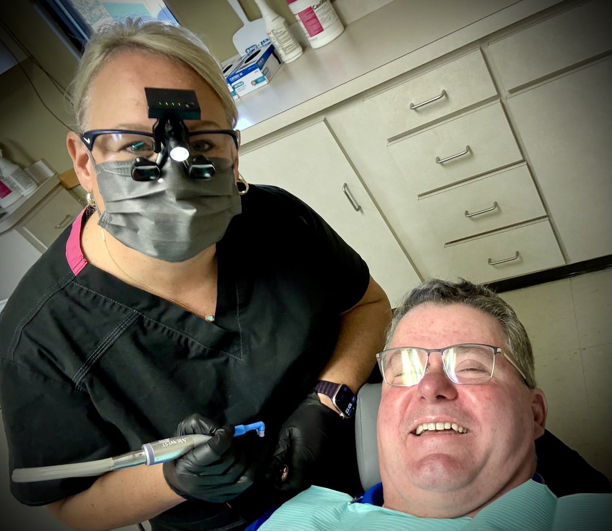 This is love. I met my wife in a dentist chair, she was my dental hygienist. She's been cleaning my teeth for 22 years and Friday will be our 15th anniversary! When someone puts sharp instruments in your mouth, you treat them nice! 😃🦷🦷🦷♥️