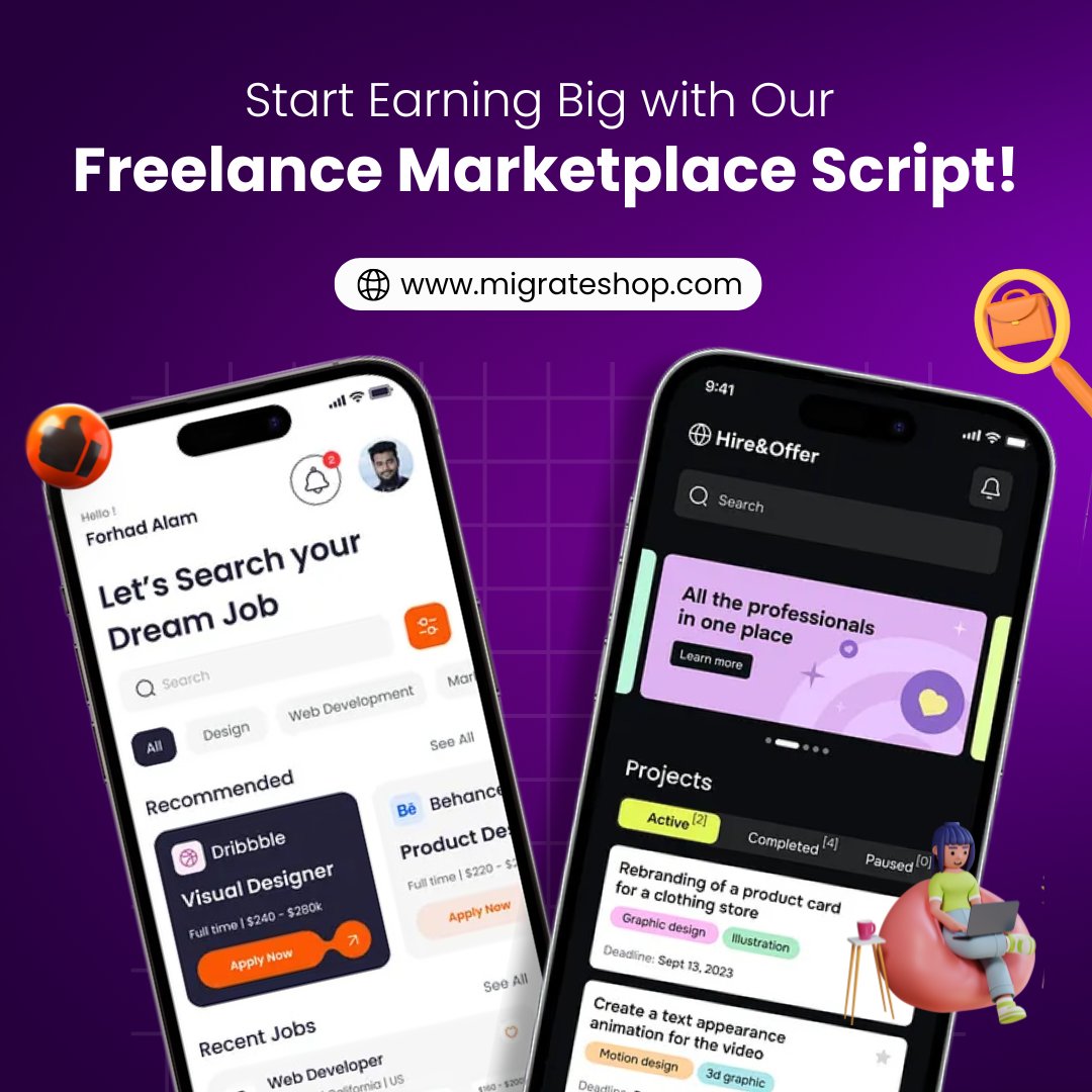 migrateshop's tweet image. 💼 Launch your own platform like Fiverr or Upwork with ease!
Our Freelance Marketplace Script helps you connect freelancers and clients seamlessly.
Start earning big today 👉 migrateshop.com/freelancer-clo…
#FreelanceMarketplace #FreelanceScript #Migrateshop #BusinessIdeas