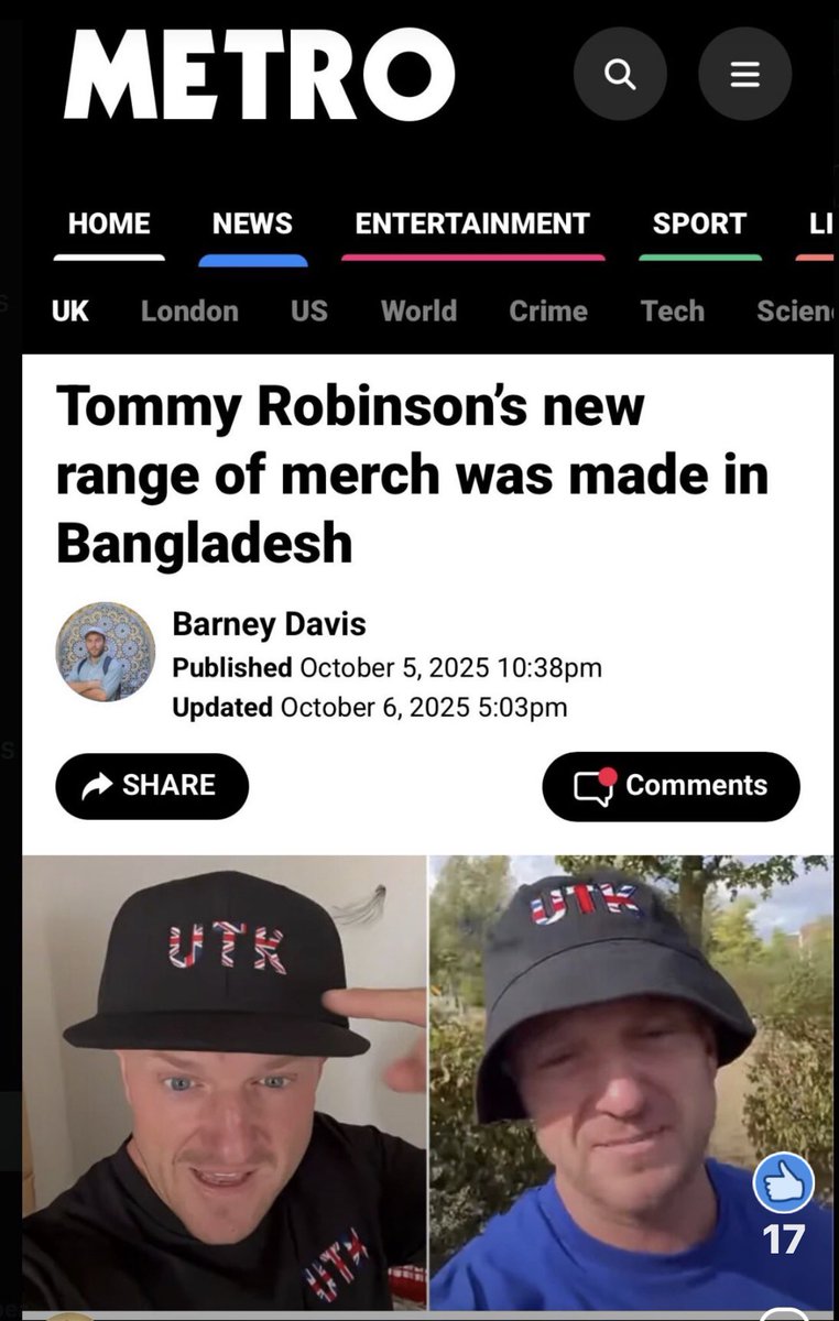 The “taking are country back” 🇬🇧 brigade displaying their hypocrisy once again! 
#TommyRobinsonIsAPhoney