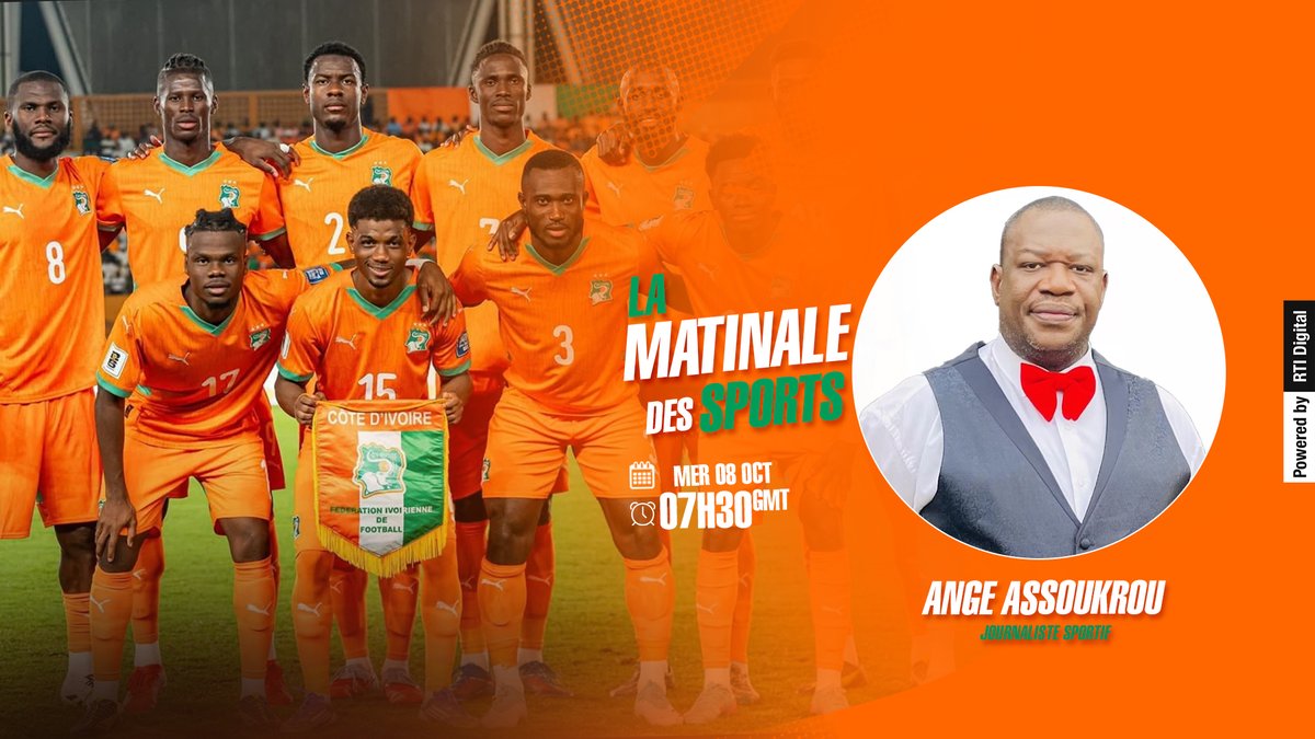 [Replay] 
La Matinale Des Sports de ce Mercredi 08 Octobre 2025 par Ange ASSOUKROU👇👇👇👇
>> shorturl.at/Q2jB7
____________________________
Restez branchés sur :
👉 📻 88.0 FM
👉 🌐rti.ci
👉 📺 bouquet Canal+ 821