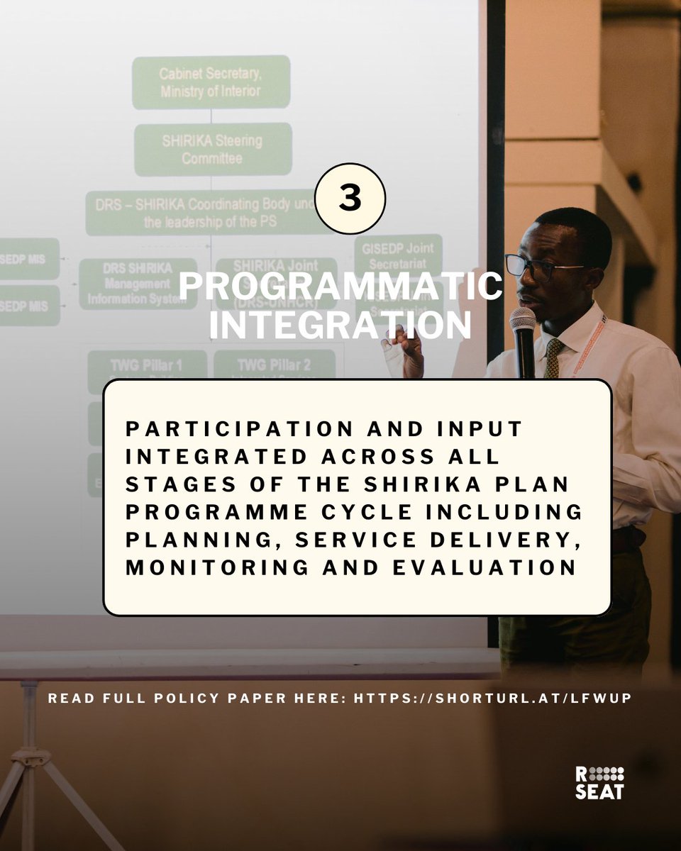 RefugeesSeat's tweet image. 🌍 In the past few weeks, we released a first-of-its-kind policy paper on institutionalizing meaningful refugee participation within Kenya's Shirika Plan. The Shirika Plan is a government-led transformative initiative aimed at transitioning refugee camps into settlements that…