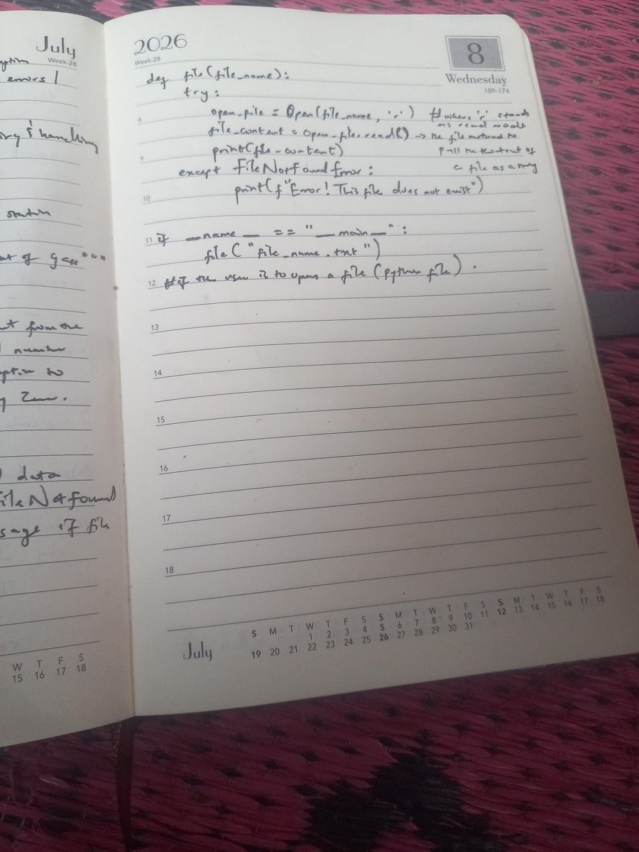 elmustyy_'s tweet photo. Started my day with
OOP (Inheritance, Abstraction ,Polymorphism) . I'm still reading documentation on the concept...
Error & Exception handling in Python..
I think it's time to take a break before I start
Real Analysis π
#ALX_BE https://t.co/PgAu9i9oiS