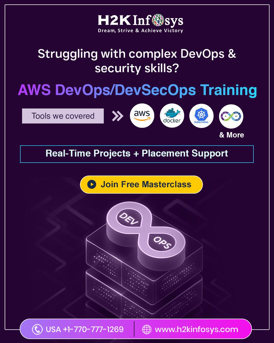 h2kinfosys's tweet image. 🚀 AWS DevOps/DevSecOps Training by H2K Infosys!
✅ Learn AWS, Docker, Kubernetes, CI/CD &amp;amp; more

👉 h2kinfosys.com/courses/aws-de…
📞 Call: +1 770-777-1269 | training@h2kinfosys.com

#AWSDevOps #DevSecOps #AWS #Kubernete #Docker #AWSCertified #DevOpsEngineer #CloudSecurity #CareerGrowth