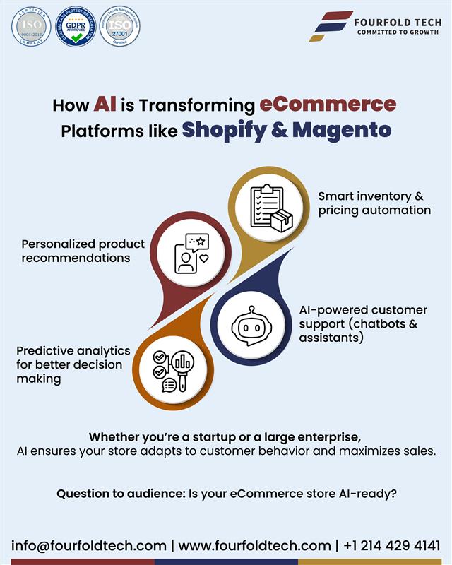 FourfoldTech's tweet image. How AI is Transforming eCommerce Platforms like Shopify &amp;amp; Magento

🌐 fourfoldtech.com

#FourfoldTech #AITools2025 #ArtificialIntelligence #DigitalGrowth #FutureOfWork #TechTrends2025 #BusinessInnovation #SmartBusiness #AIForGrowth #AIRevolution #NextGenTools #ScaleWithAI