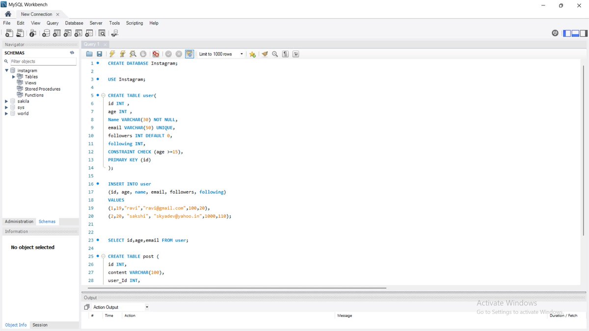 Prashant723605's tweet image. Day 14: Learned how to create an Instagram-style database 📸 — built a user table with primary & foreign keys, inserted data, used the SELECT command, and even practiced how to drop a database. #MERNChallenge #SQL #BackendLearning #apnacollege