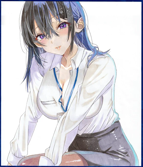 OLさん 鈴木明日香ちゃん オリジナルイラスト アナログイラスト 色紙
