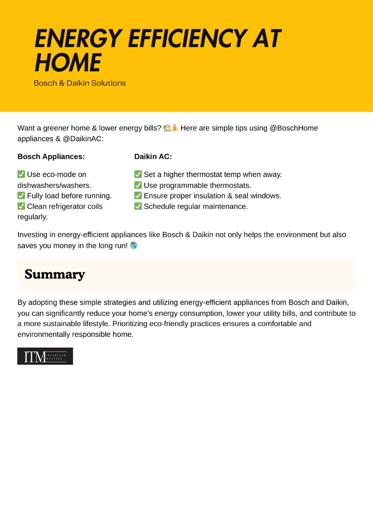 Intertechmaster's tweet image. Want lower energy bills and a greener home? 🌍
Start with Bosch and Daikin — energy-efficient choices that care for your comfort and the planet. 💚
#BoschAppliances #DaikinNigeria #EcoFriendlyHome