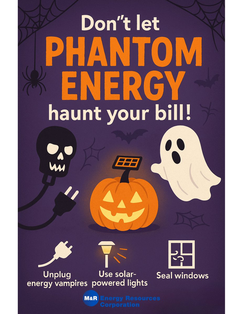 MandREnergy's tweet photo. Tricks, Treats and Energy Savings !
No tricks here — just treats for your energy bill
Use timers for your spooky lights
Check and seal windows to keep drafts away
Switch to solar or LED decorations
Keep your home cozy and your costs low all Halloween long https://t.co/7qFmvUaHIe