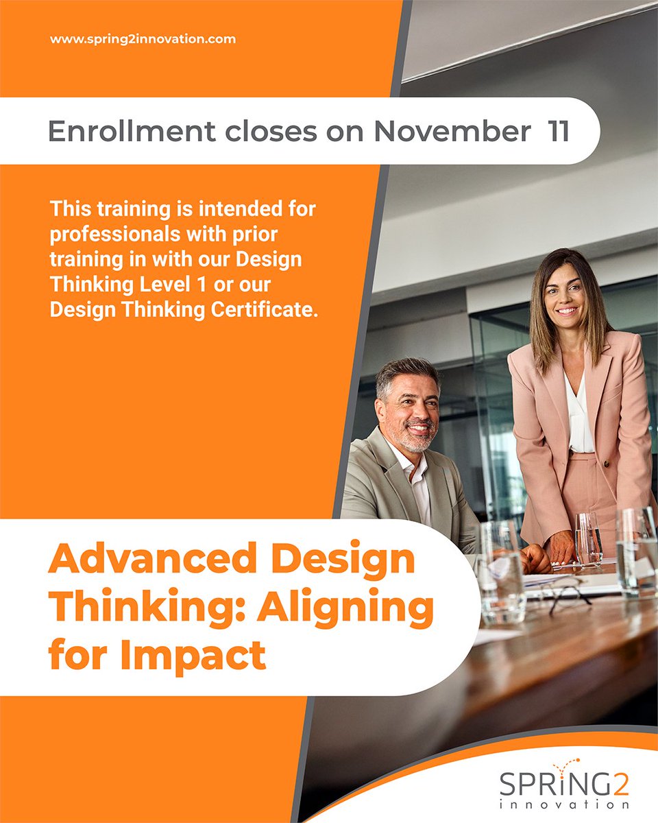 Spring2Inno's tweet image. Take your Design Thinking beyond the basics—join our one-day workshop to sharpen problem-solving, align teams and drive real business impact.
Registration by Nov 11—zurl.co/TCGfm
#Spring2Innovation #HumanCapital #CertifiedExpert