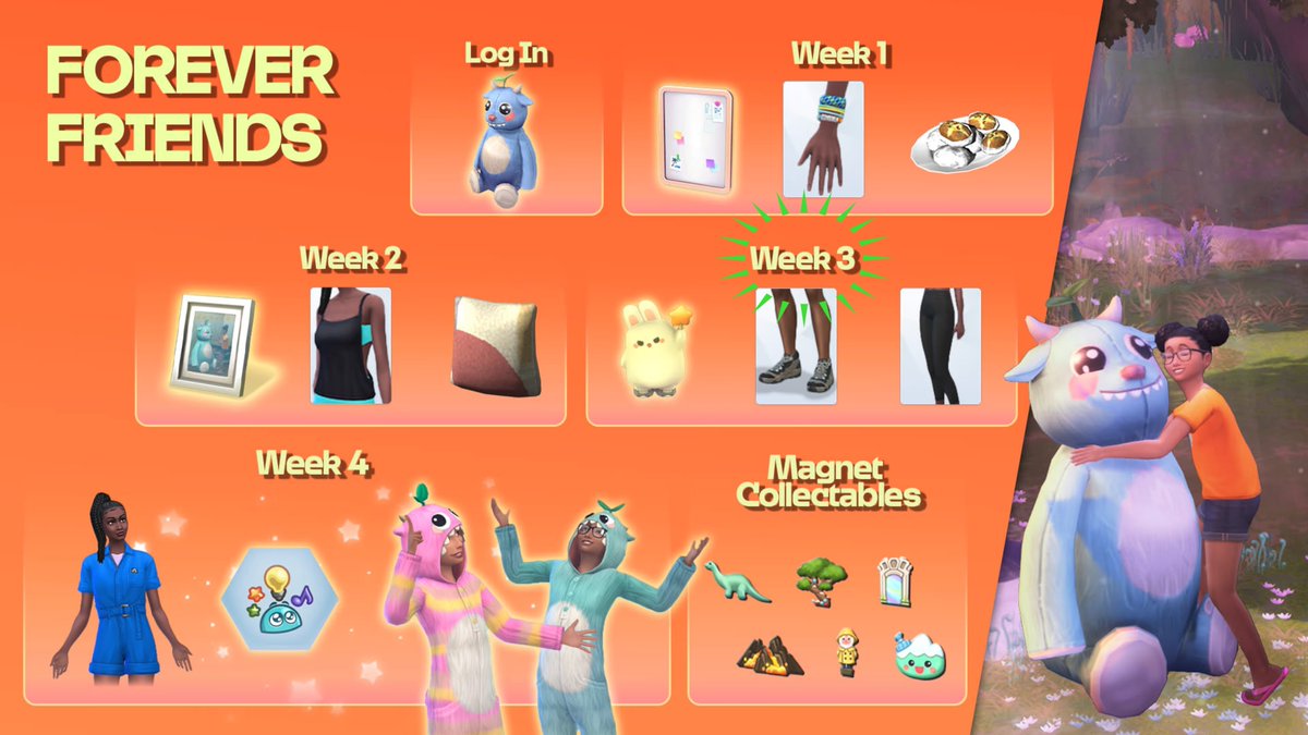 Week 3 of #TheSims4 #ForeverFriendsEvent is live!

Two new quests to complete:
✅Desperate Measures
✅The Lens of Memories

⭐️The Bright 'N Bouncy Bunny Nightlight is freaking cute...just sayin...!🐰

*Event runs until November 4th*
