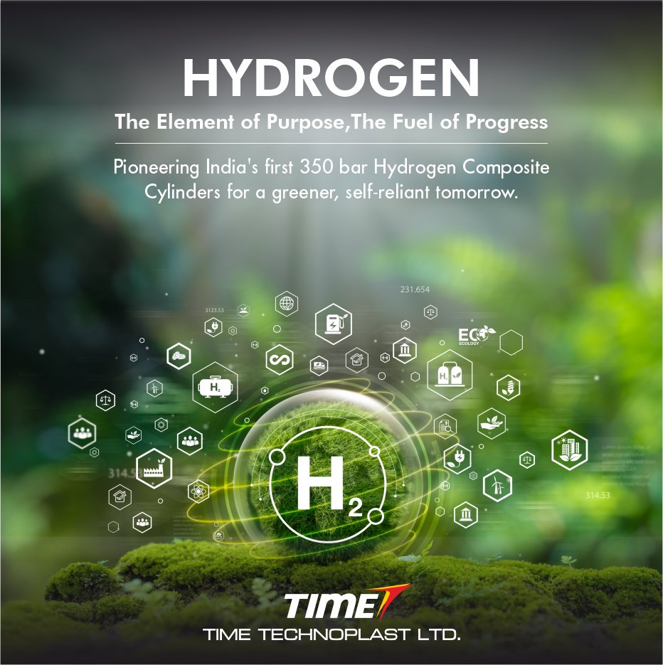 This #WorldHydrogenDay, Time Technoplast — India’s first 350 bar #Hydrogen composite cylinder maker — reaffirms its commitment to clean, green, and scalable hydrogen solutions for a self-reliant future.

 💡Affordable | 🌱Scalable | 🔋Green | 🔧Reliable
 
In H, We Trust.