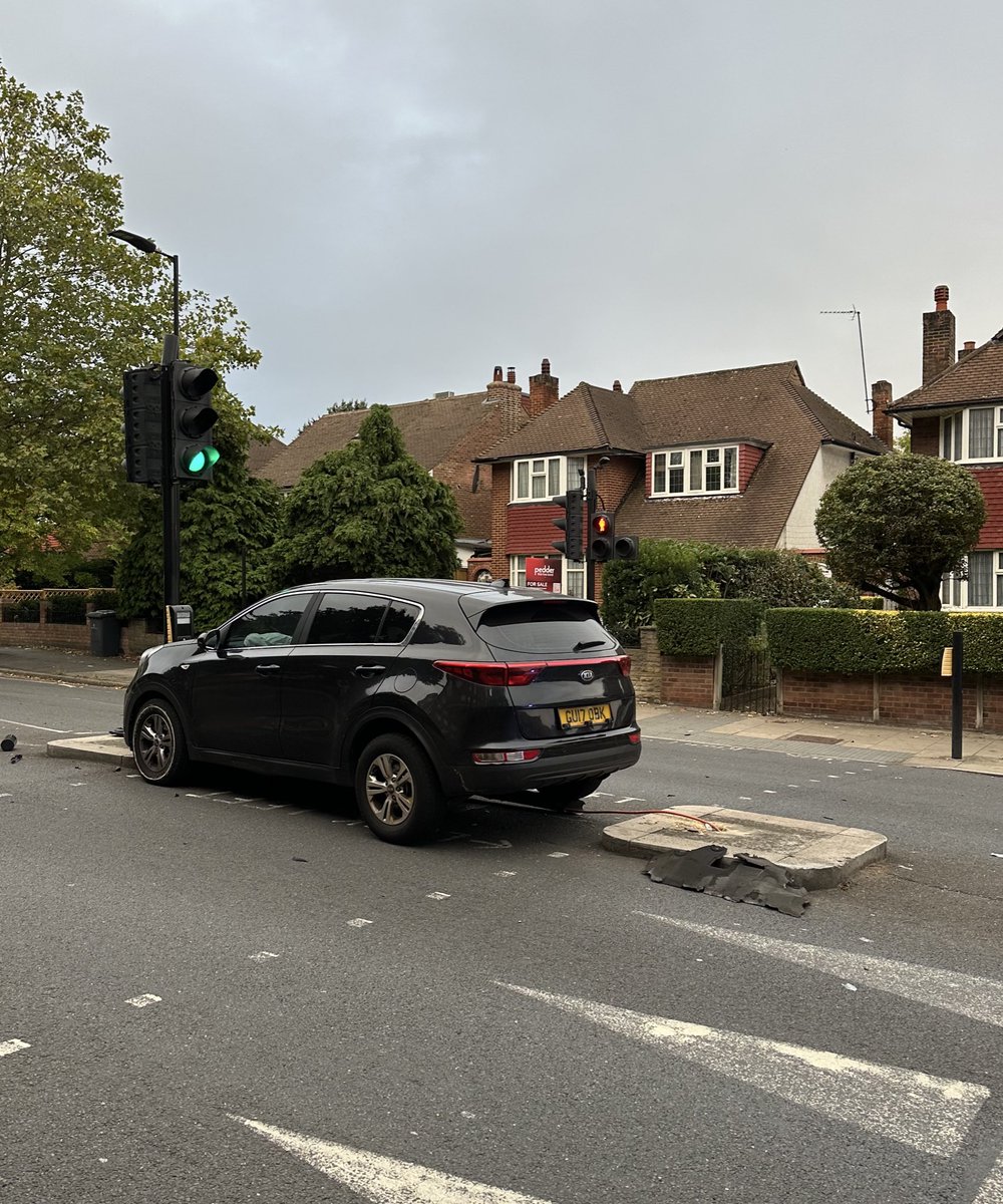 The drunk driver of GU17OBK smashed their car into the pedestrian crossing on Denmark Hill during the early morning rush hour. 

There are 2 lanes each way on this road by the junction with Acland Cres, but they still managed to destroy the crossing.