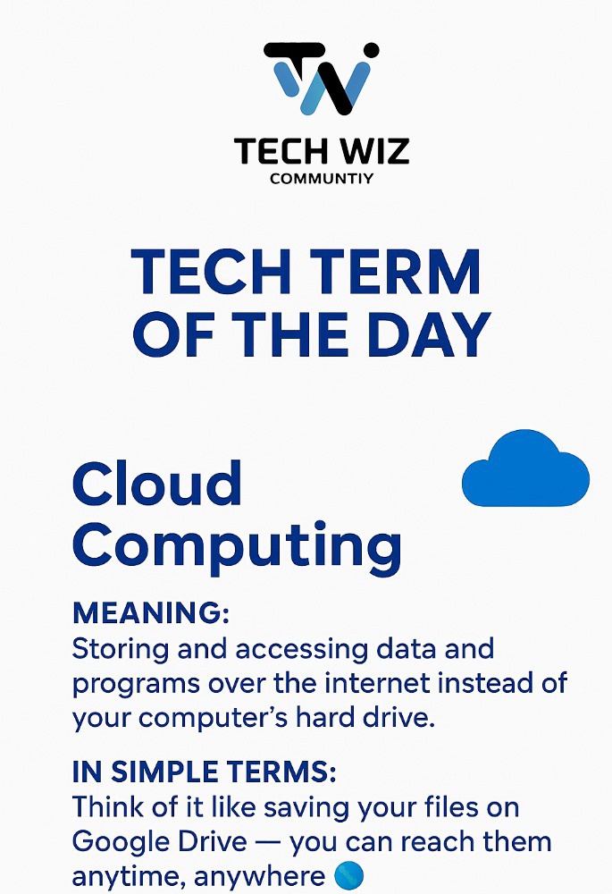 tech_wiz_tribe's tweet image. 💡 Tech Term of the Day: Cloud Computing

In today’s digital world, storing and accessing data has gone beyond physical hard drives 🌐🚀
How often do you use cloud services like Google Drive, Dropbox, or iCloud? Let us know in the comments below! 💬

#TechWiz #CloudComputing
