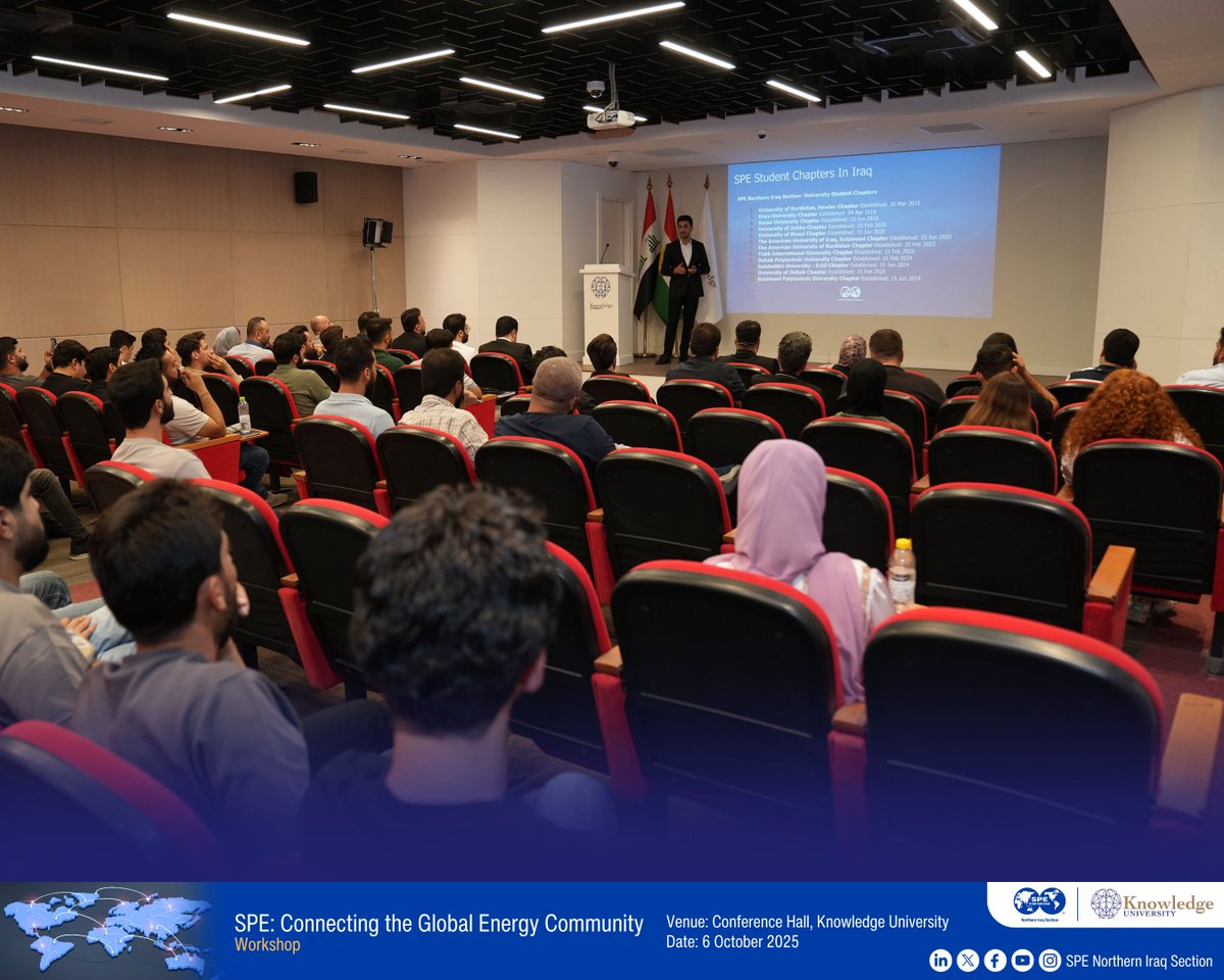 SPE_KRD's tweet image. Thank you to everyone who joined the SPE workshop “Connecting the Global Energy Community” at Knowledge University. Grateful to our speakers Srwa Salam, Harman Jaafar, and Reben salem for their inspiring insights and lively discussion.

#SPE #GlobalNetwork #KnowledgeUniversity