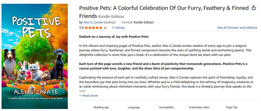 elizdbooklover's tweet photo. ✨ Discover the magic of furry, feathery &amp; finned friends! 
 Positive Pets brings joy, laughter, and heartwarming companionship to readers of all ages.
Grab your copy here 👉 https://t.co/8LqHLI65ZB

#PositivePets #KidsBooks #AnimalLovers #PetLovers  #FeelGoodReads #FamilyReads https://t.co/bXoyK7Ph2A