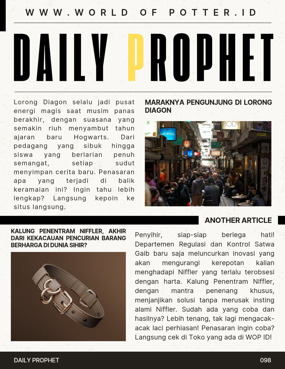 WorldofPotterID's tweet photo. Mulai dari keramaian Lorong Diagon sampai dengan Perayaan Hari Batik se-Indonesia, banyak artikel Quibbler dan Daily Prophet yang menarik hanya di https://t.co/reIDrRCZSp nih~ Yuk, gabung dan kepoin artikel kecenya sekarang juga!
#harrypotter #dailyprophet #quibbler #potterhead https://t.co/cuUMeVgkt9
