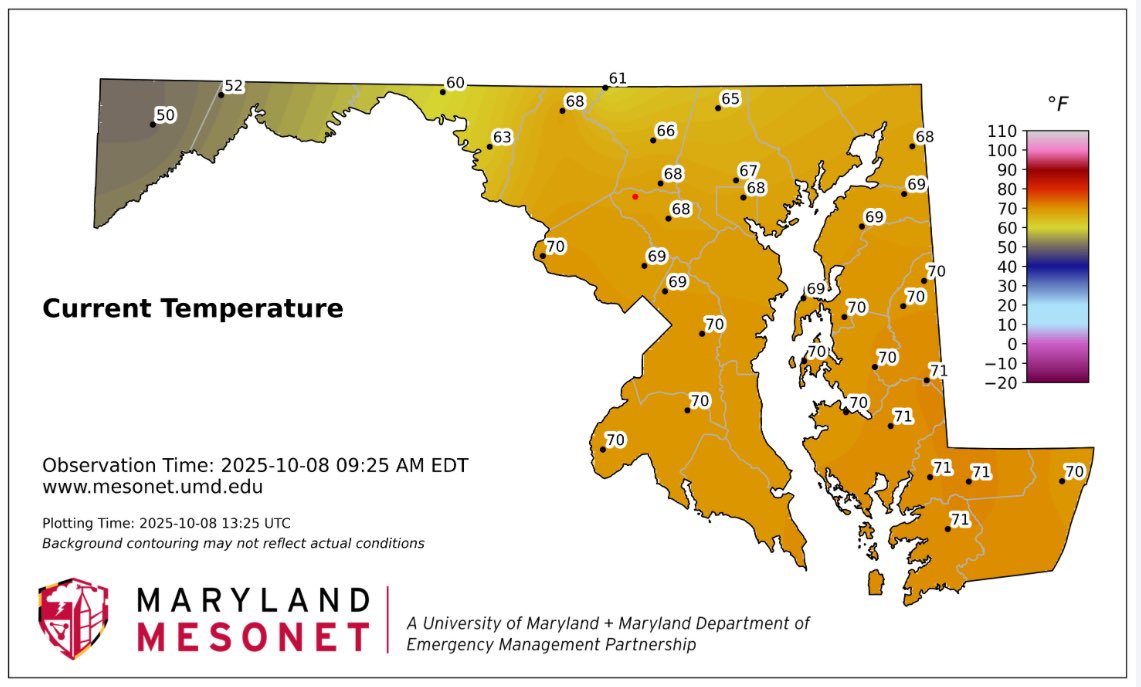 CutterMartin's tweet image. Much cooler, drier air is starting to blow into western Maryland. We’ll all be feeling it later this afternoon and evening. 

mesonet.umd.edu
