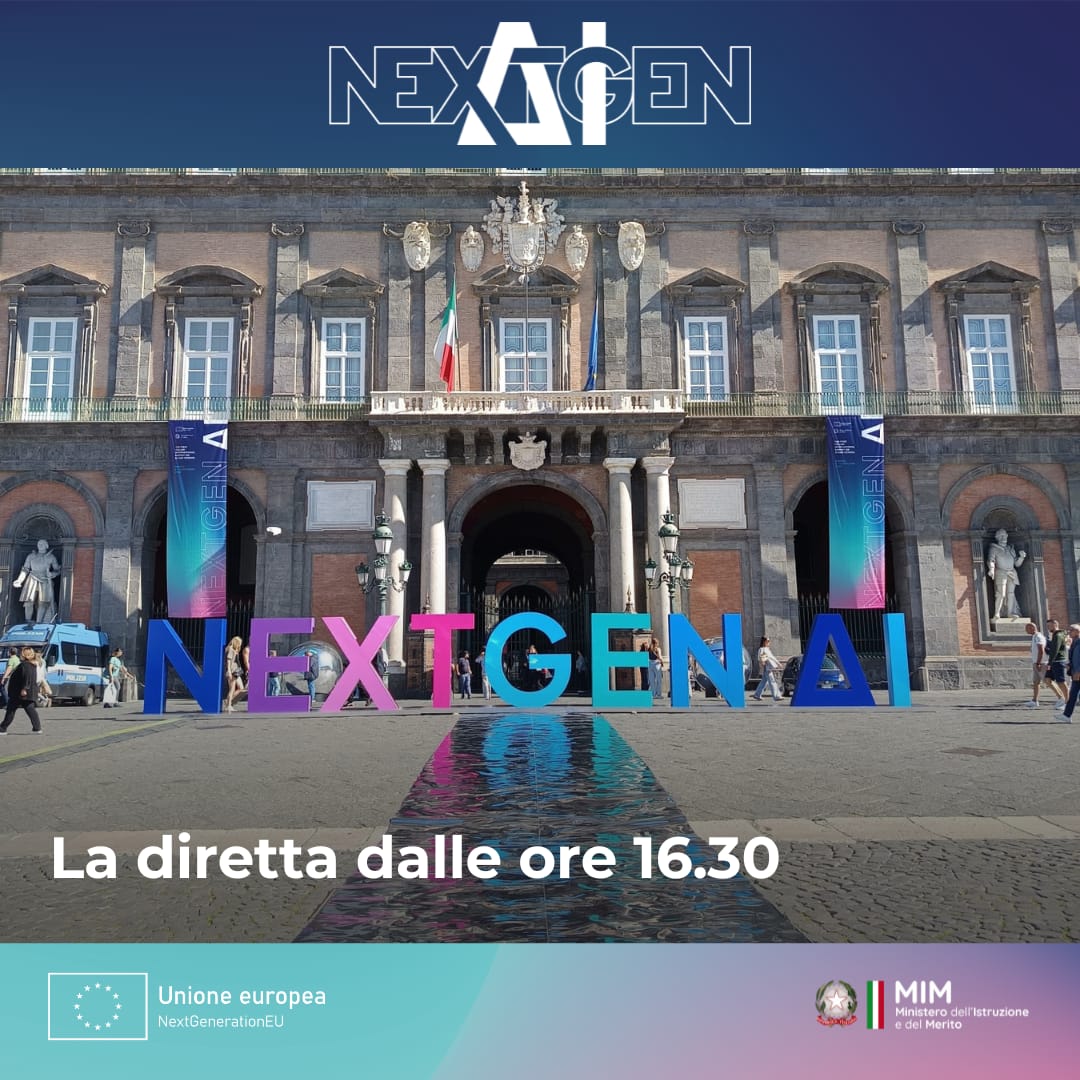 MIsocialTW's tweet image. #NextGenAI, a Napoli da oggi fino a lunedì 13 ottobre!

La cerimonia di presentazione, del primo summit internazionale sull’Intelligenza Artificiale nella #scuola, si terrà oggi, dalle ore 16.30, alla presenza del Ministro @G_Valditara.

Qui la diretta ➡️ youtube.com/live/shgdUYwnR…