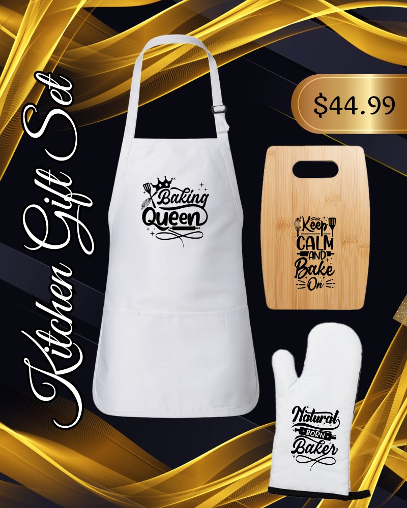 luxcustomstudio's tweet image. Calling all "Baking Queens"! 📣

Get this fun &amp;amp; essential Kitchen Gift Set! This set includes an adult apron, cutting board, &amp;amp; oven mitt, wrapped in a gift box.  Time to Keep Calm and Bake On!

Shop now:  zurl.co/2Cn6t 

#BakingKit #KitchenGifts #GiftSets #BakingQueen