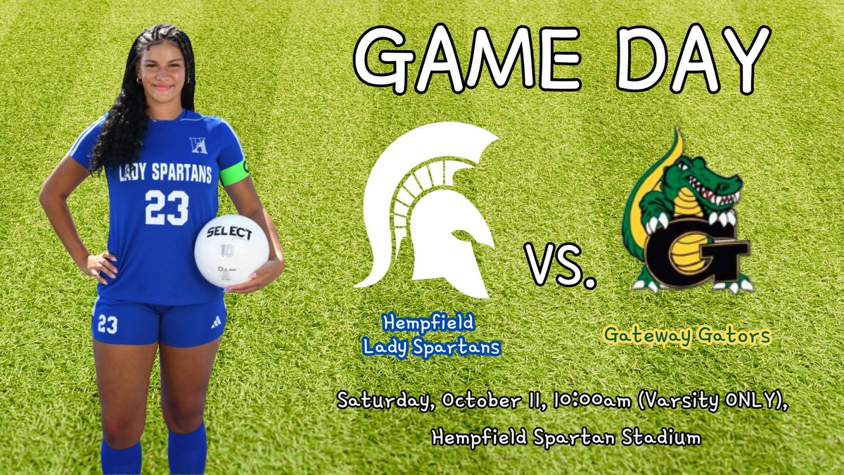 The Lady Spartans host Gateway today at Spartan Stadium!

Come on out and cheer on the team!

Let's go Hempfield!