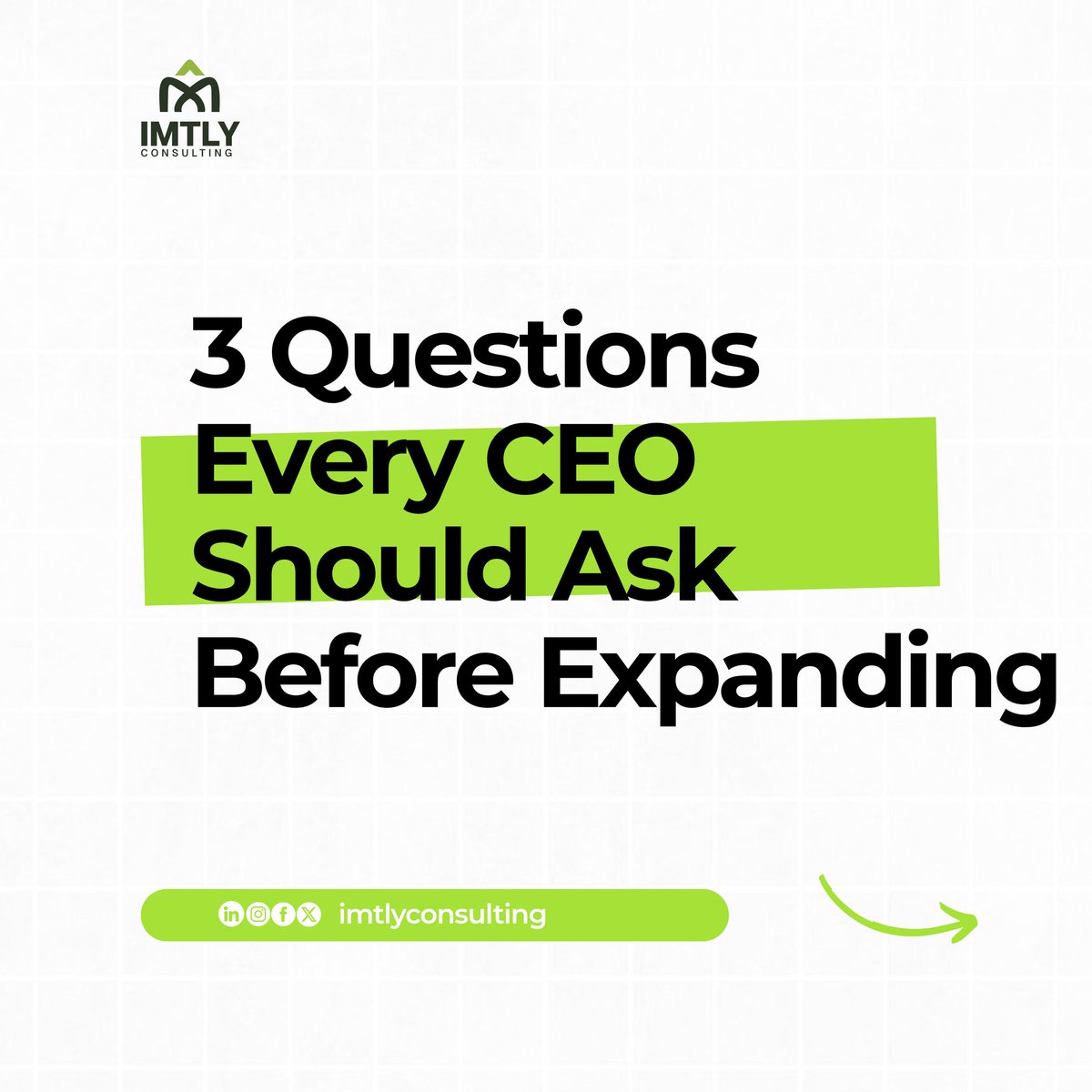 imtly_llc's tweet image. Growth isn’t about doing more, it’s about doing it right.
Before you expand, ask the questions that matter.

#IMTLYConsulting #BusinessStrategy #Leadership #SustainableGrowth #ScaleSmart #TeamIMTLY #ConsultingExcellence