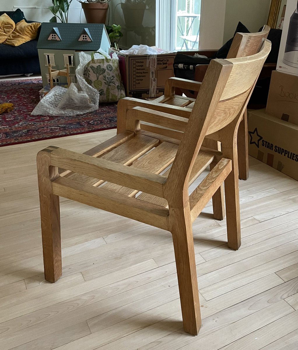 jonburkeUK's tweet image. Feeling pretty pleased at cleaning, wet &amp;amp; dry sanding, and oiling two chipped and paint/nail varnish spattered solid oak Habitat Radius chairs I picked up on EBay. #reducereuserecycle
