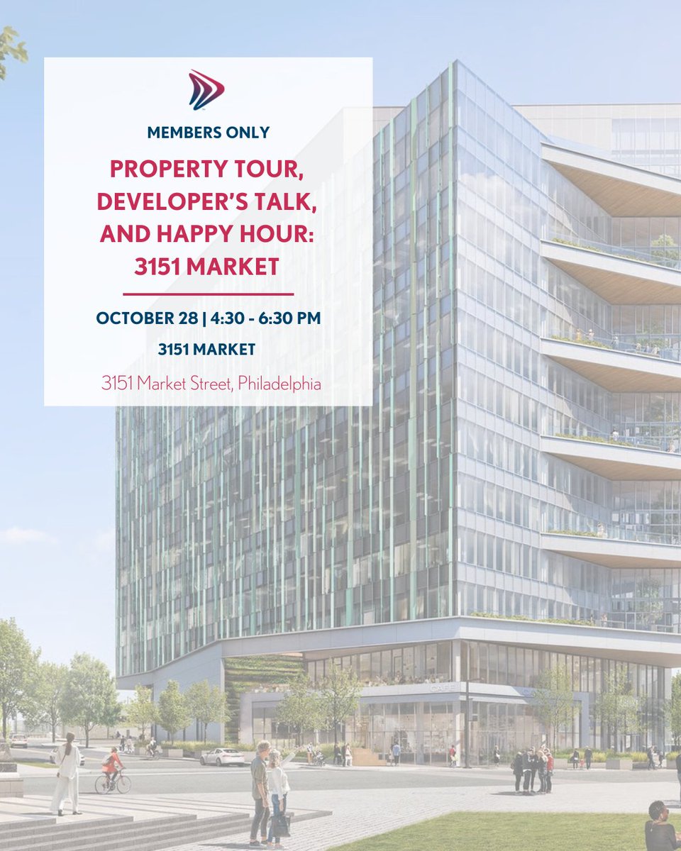 We are excited to partner with PA/NJ/DE CCIM Chapter and ULI Philadelphia to host a members-only networking reception, exclusive developer's talk, and tour of 3151 Market.  Register now at ow.ly/lcnk50X8sL6

#GreaterWithCREW #GreaterMeansAll #PhillyCRE