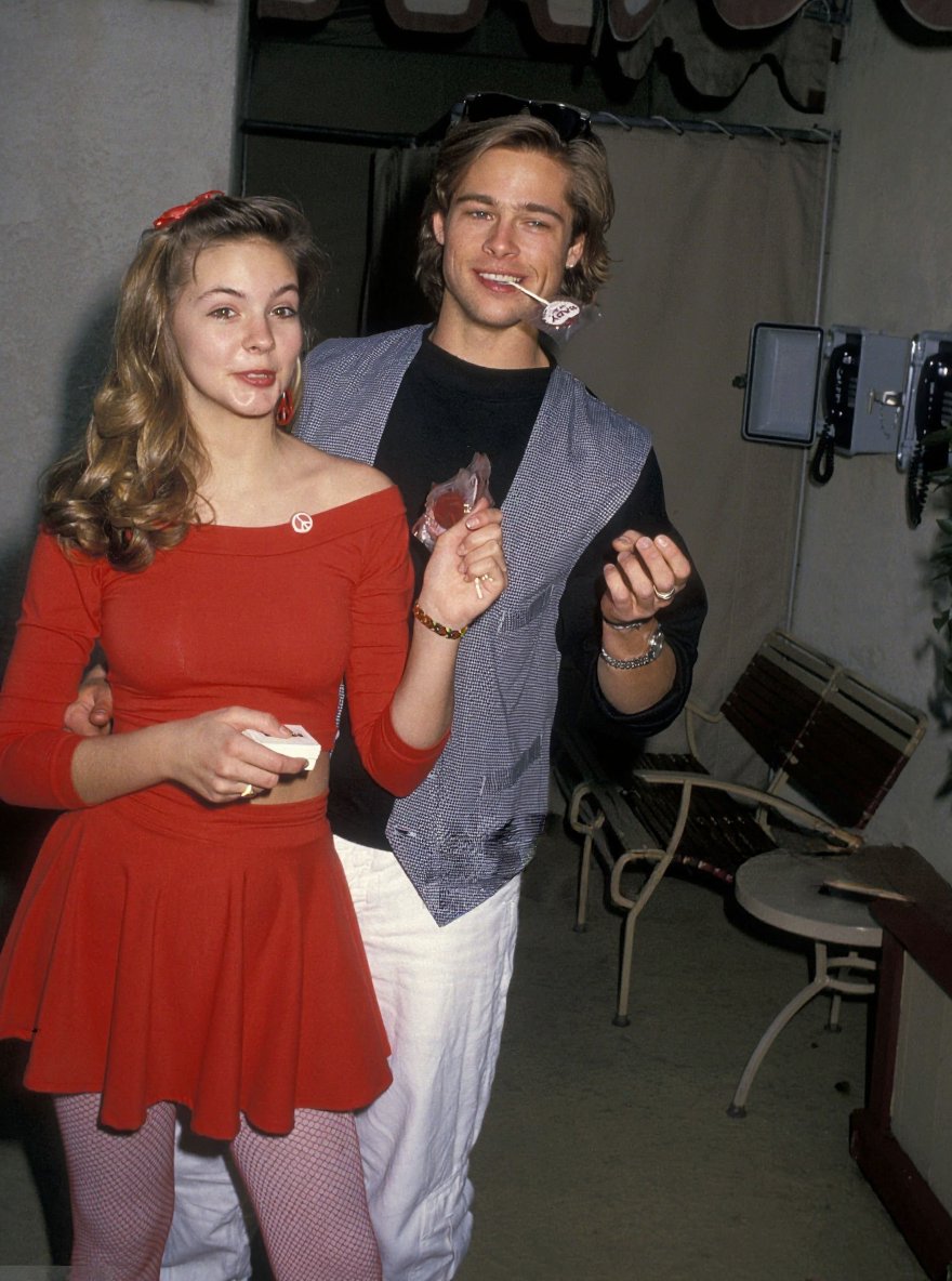 Shalane McCall and Brad Pitt, 1988, attending the Athletes and Entertainers for Kids Hosts "Bringing Hope to Kids with Serious Illnesses" Valentine's Day Gala! Heart throbs through Ron's lens!
