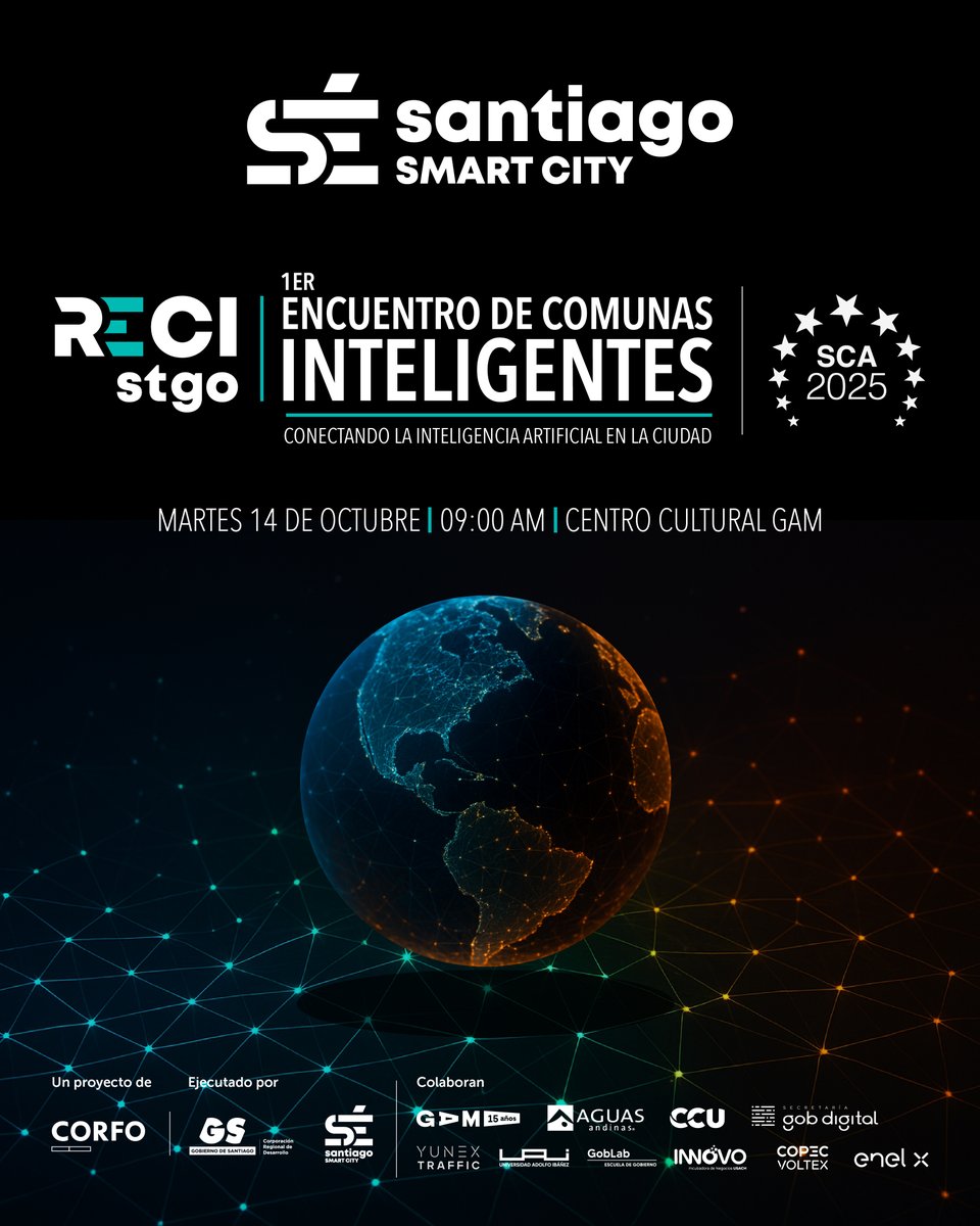 Este 14/10 el GAM será el punto de encuentro del 1er Encuentro RECI Santiago, donde se celebrarán los Smart City Awards 2025 en una jornada marcada por la innovación y la colaboración
📅 Fecha: 14 de octubre
⏰ Hora: 09:00 hrs.
📍 Lugar: GAM

Inscríbete en corporacionrm.cl