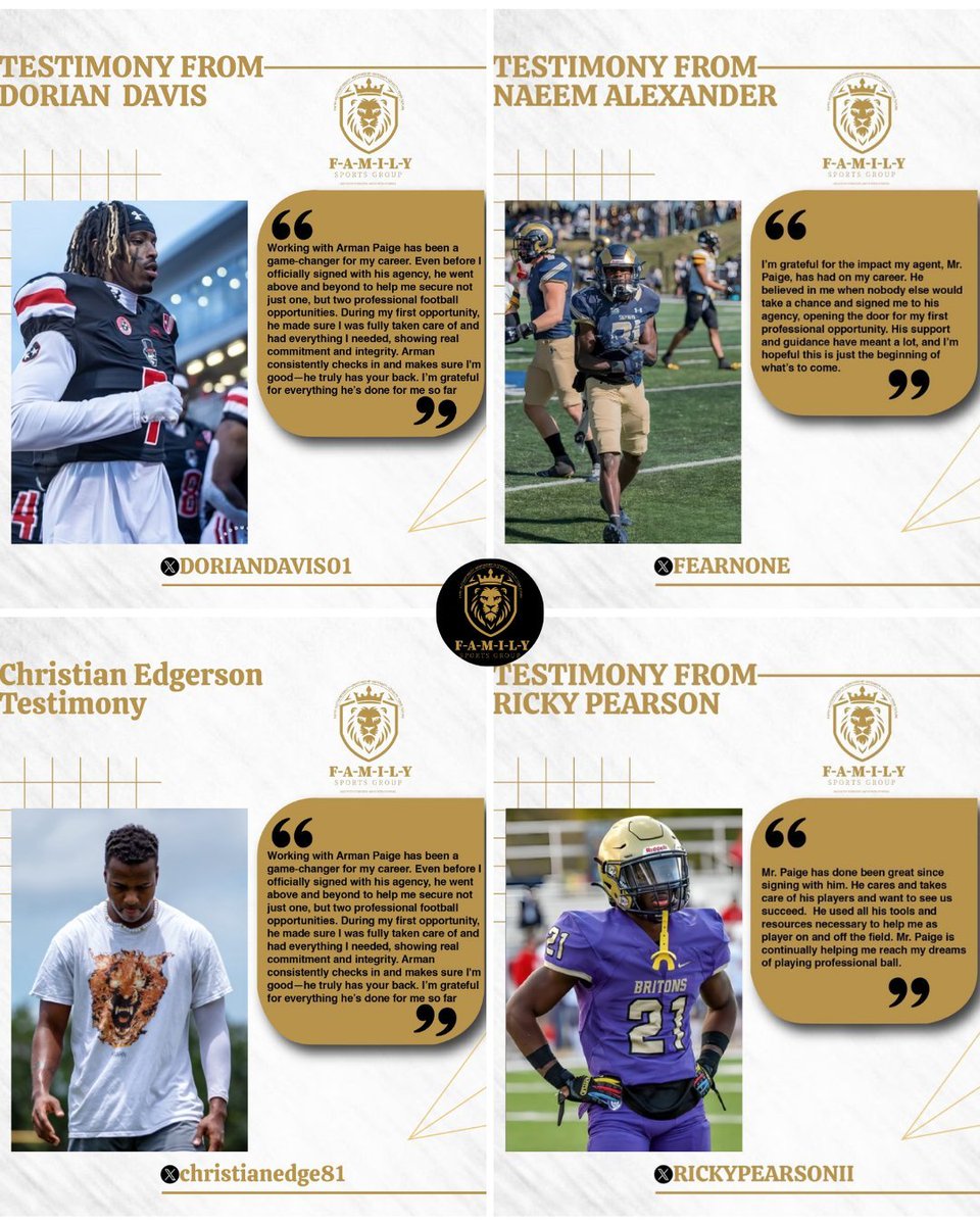 ashleykannaa's tweet image. testimonial design for @arman_paige a truly hard working man for F-A-M-I-L-Y Sports group and have the trust from these young athletes 

#poster #banner #sports #athlete #americanfootball #commission #graphicdesign #branding #sportsgraphic