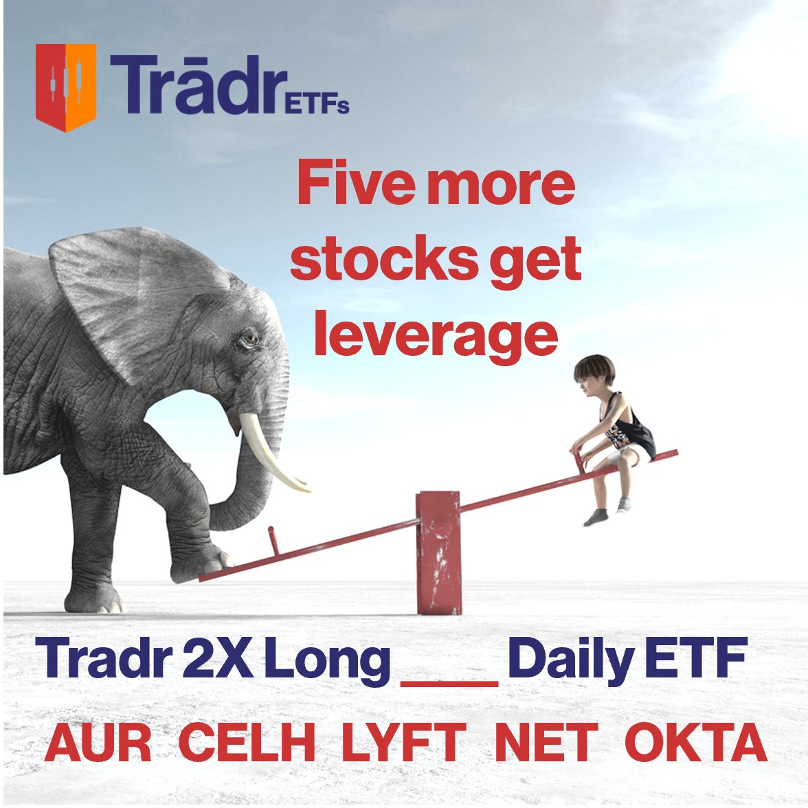 If you get a rise from $AUR, $CELH, $LYFT, $NET and $OKTA, apply leverage. Tradr stepped up your choices with five new first-to-market leveraged ETFs seeking 200% daily performance of these notable stocks. Don’t forget $AURU, $CELT, $LYFX, $NETX and $OKTX.

Investing in leveraged