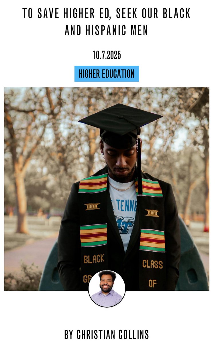 dennismhogan's tweet image. Our “Higher Ed Under Trump” roundtable continues with this key contribution from Christian Collins at @CLASP_DC. Yes, the overall college-age population is shrinking, but enrollment needn’t necessarily crater if colleges can recruit and support Black and Hispanic men