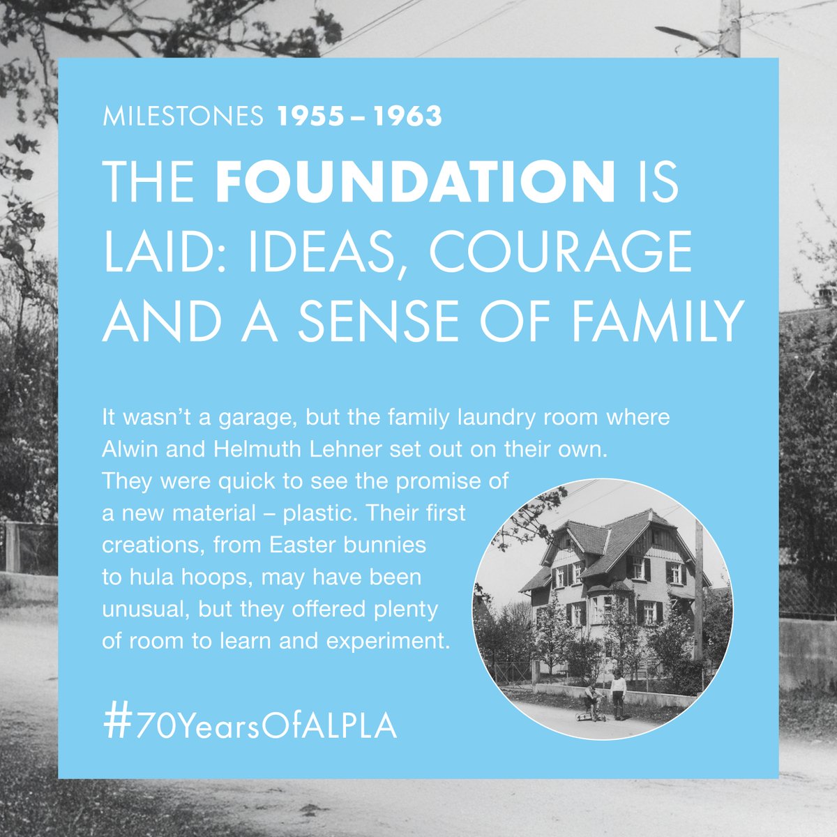 ALPLApackaging's tweet photo. 70 Years of ALPLA – Chapter 1: How it all began 🏠 Read more in our blog ▶️ https://t.co/moHhanxp8J

#FamilyOfPioneers #PlasticIsFantastic #ALPLA #Innovation #CorporateHistory #70YearsOfALPLA https://t.co/BNUcsuAPab