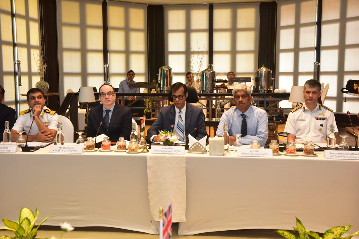 DefProdnIndia's tweet photo. The 4th India-UK Electric Propulsion Capability Partnership (#EPCP) Joint Working Group (#JWG) Meeting was held on 08 October 2025 in #Goa, #India.
The meeting was co-chaired by Shri Rajeev Prakash, Joint Secretary (Naval Systems), Department of Defence Production, Ministry of Defence, and Rear Admiral Steve McCarthy, Director, Maritime Environment and Chief Naval Engineer Officer, Ministry of Defence, UK.
The discussion is cited around finalising a formal framework for developing the EP System in India for the Indian Naval Platform.
#IndiaUK 🇮🇳🇬🇧
#IndiaUKPartnership #DefenceCooperation #AatmanirbharDefence #DefenceProduction #IndianNavy
